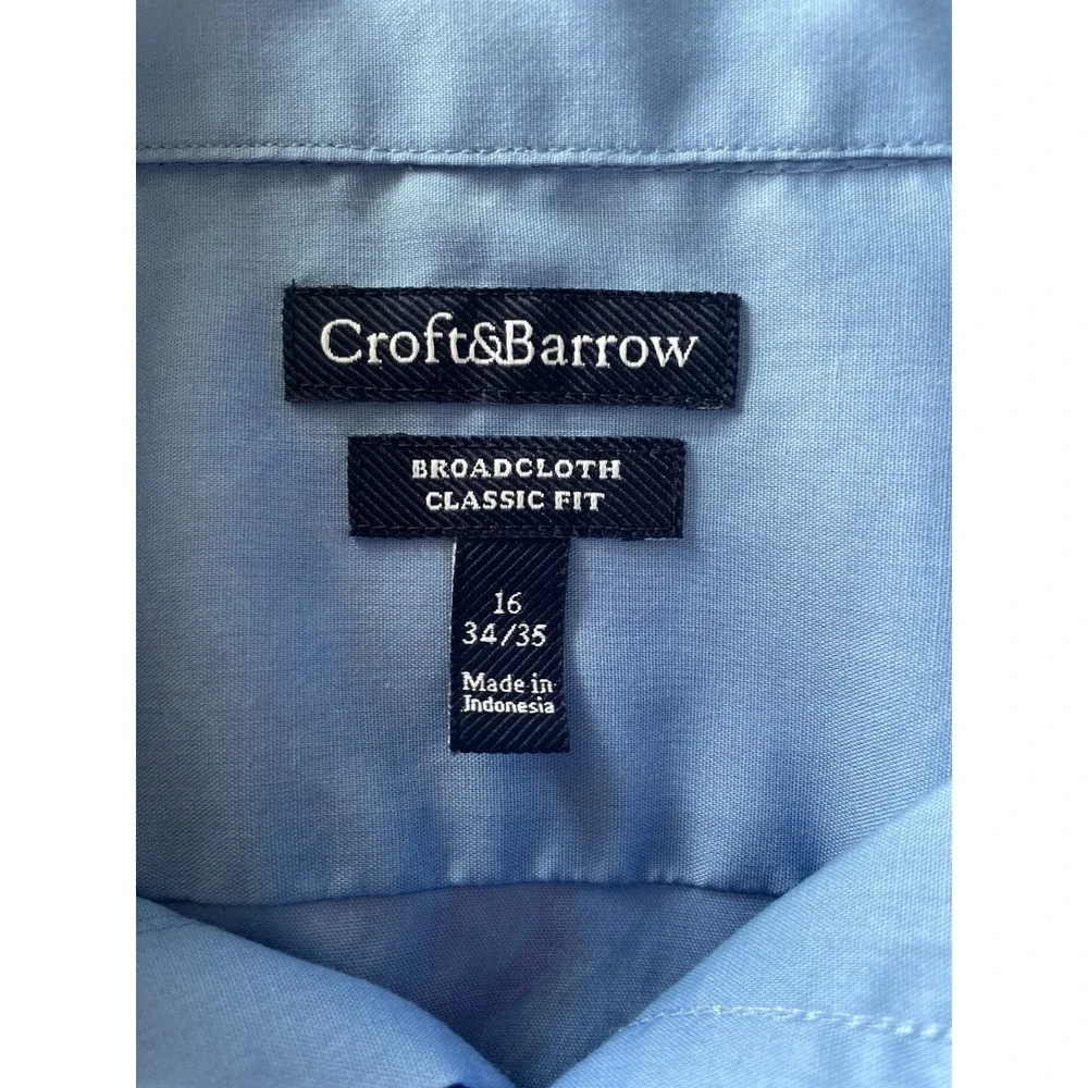 Croft & Barrow Mens Broadcloth Oxford Shirt Blue  16‎ 34/35